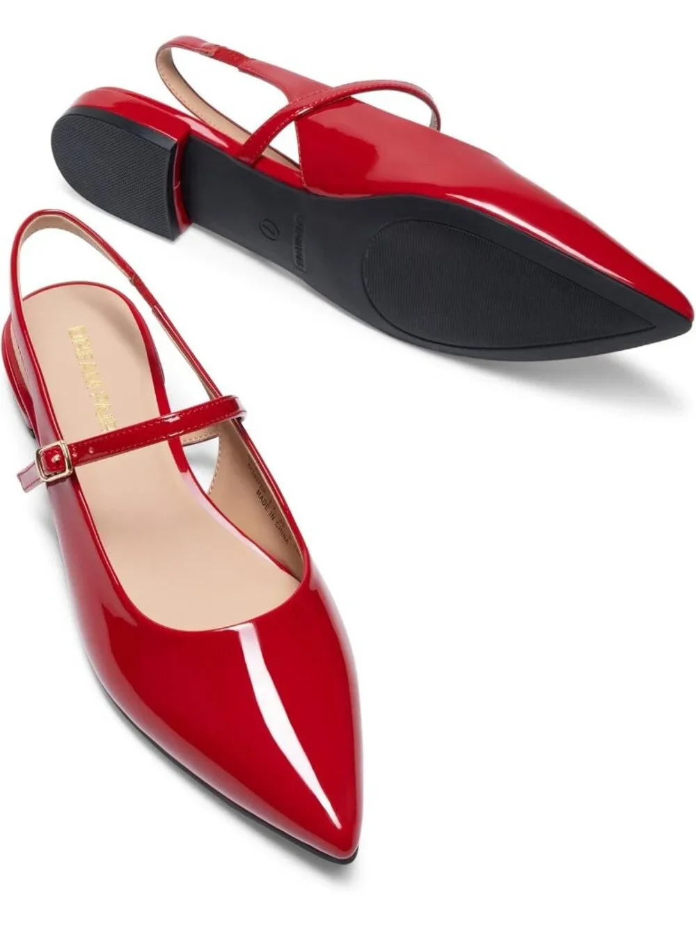 Dream Pairs Women's Red Pointed Toe Slingback Dressy Mary Jane Ballet Flats